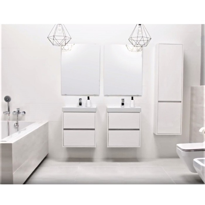 Mobilier suspendat Cersanit, Crea, cu doua sertare, 60 cm, alb [5]