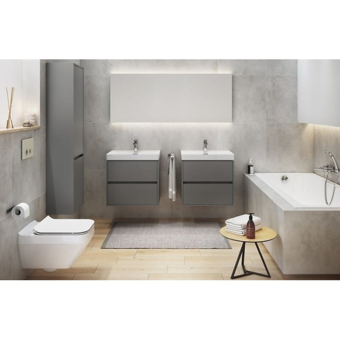 Mobilier suspendat Cersanit, Crea, cu doua sertare, 60 cm, gri [7]