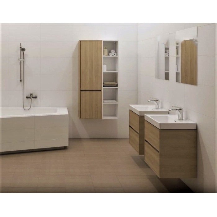 Mobilier suspendat Cersanit, Crea, cu doua sertare, 60 cm, stejar [6]