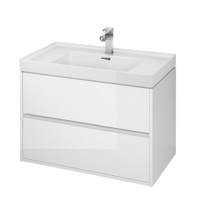 Mobilier suspendat Cersanit, Crea, cu doua sertare, 80 cm, alb [1]