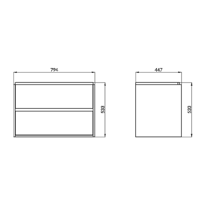 Mobilier suspendat Cersanit, Crea, cu doua sertare, 80 cm, alb [2]