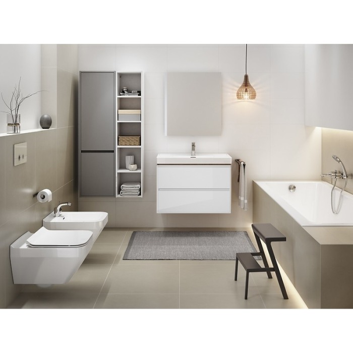 Mobilier suspendat Cersanit, Crea, cu doua sertare, 80 cm, alb [6]