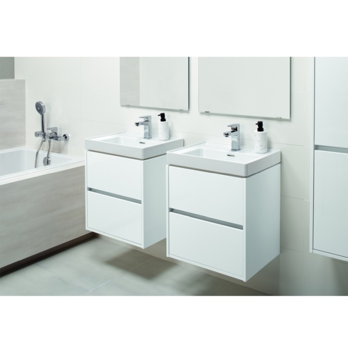 Mobilier suspendat Cersanit, Crea, cu doua sertare, 80 cm, alb [5]