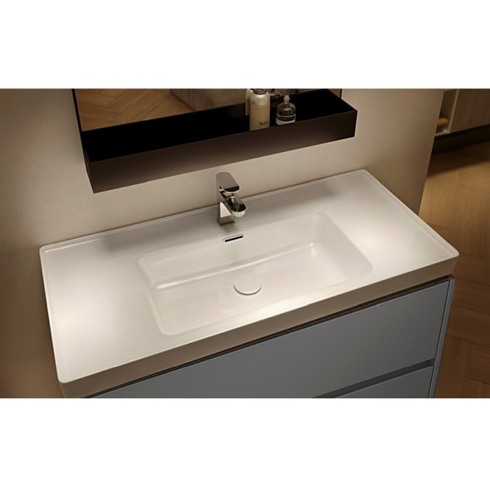 Mobilier suspendat Cersanit, Crea, cu doua sertare, 80 cm, gri [6]