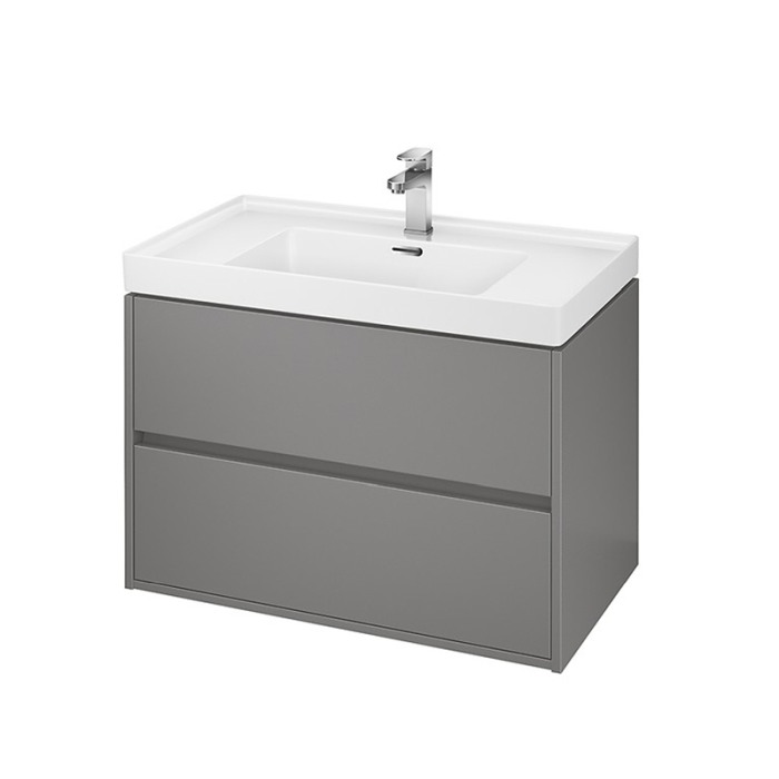 Mobilier suspendat Cersanit, Crea, cu doua sertare, 80 cm, gri [1]
