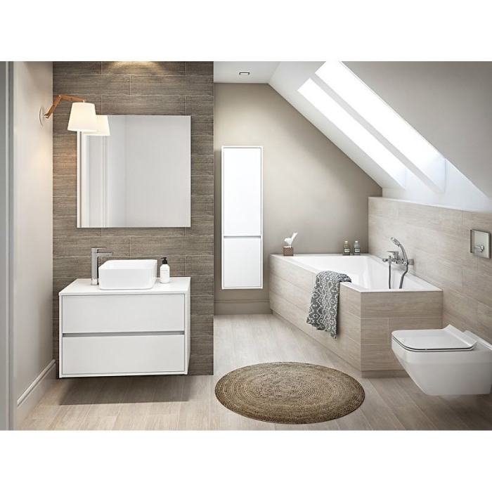 Mobilier suspendat Cersanit, Crea, pentru lavoar pe blat, 100 cm, alb [4]