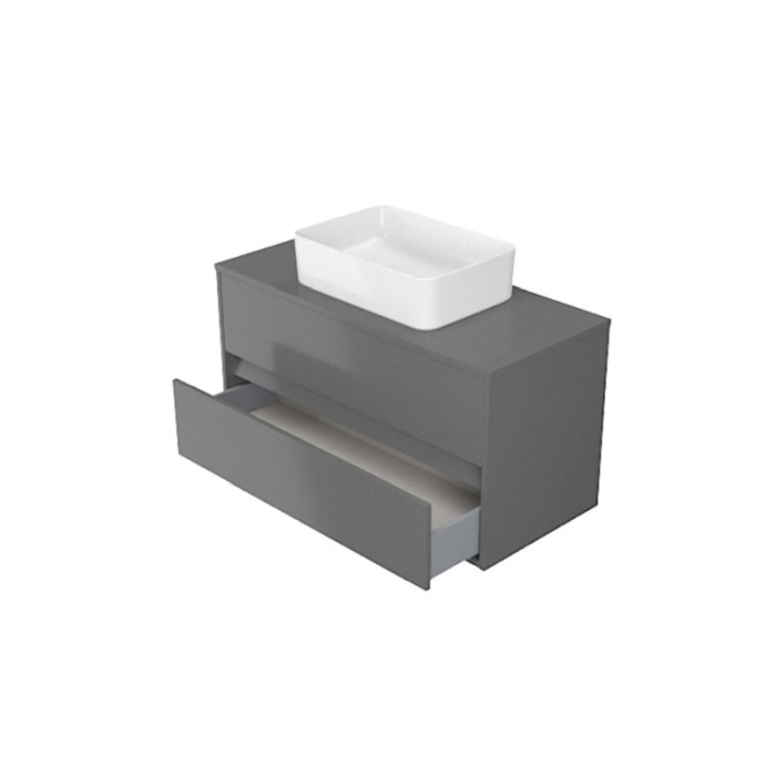Mobilier suspendat Cersanit, Crea, pentru lavoar pe blat, 100 cm, gri [4]