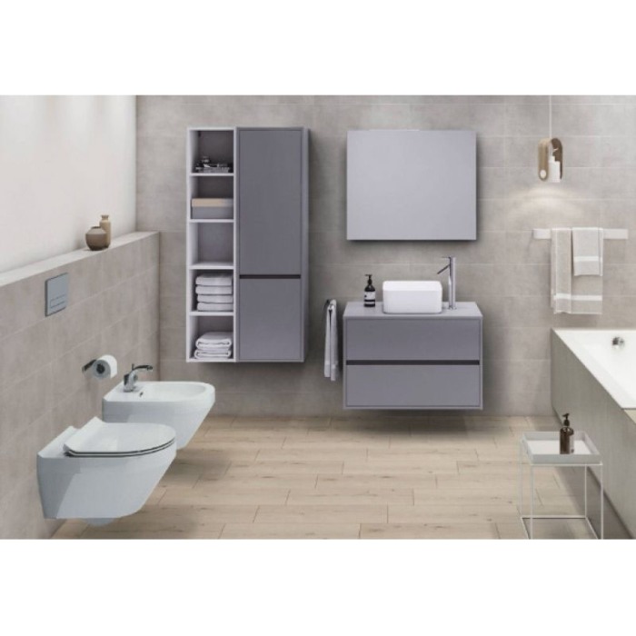 Mobilier suspendat Cersanit, Crea, pentru lavoar pe blat, 100 cm, gri [5]