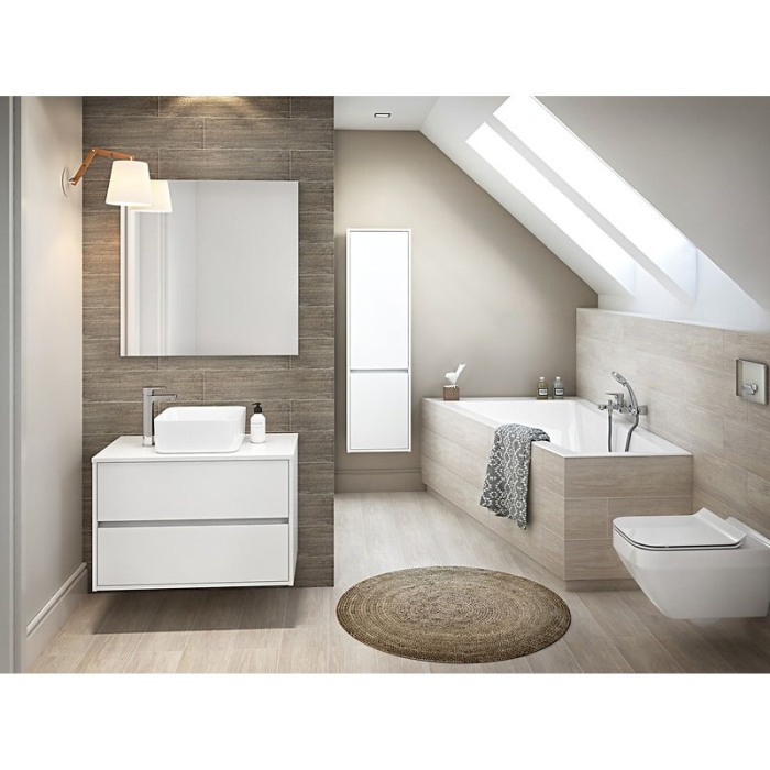 Mobilier suspendat Cersanit, Crea, pentru lavoar pe blat, 80 cm, alb [5]