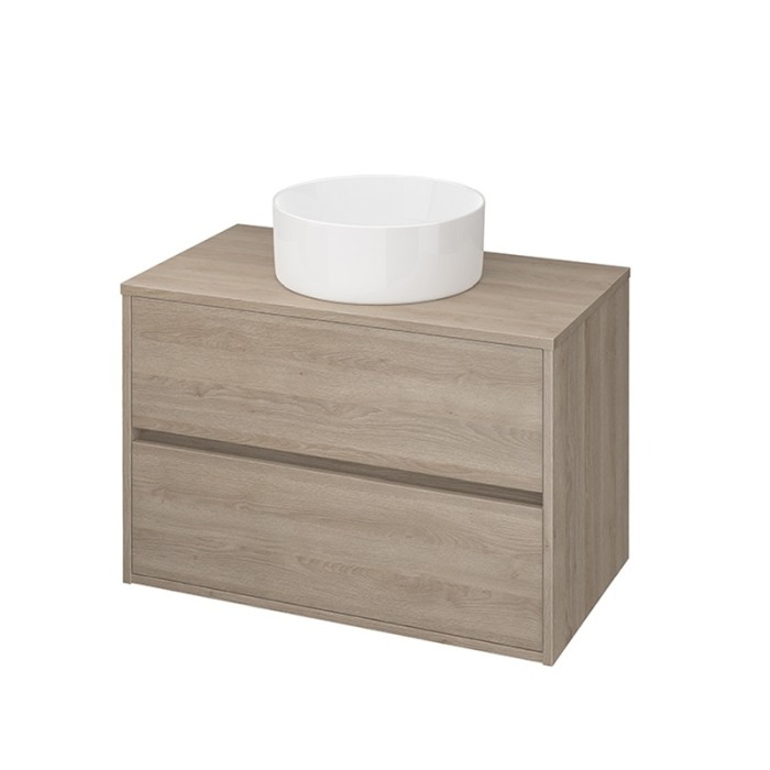 Mobilier suspendat Cersanit, Crea, pentru lavoar pe blat, 80 cm, stejar [1]
