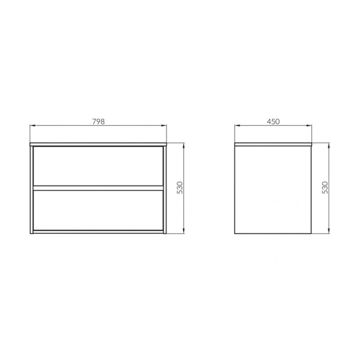 Mobilier suspendat Cersanit, Crea, pentru lavoar pe blat, 80 cm, stejar [2]