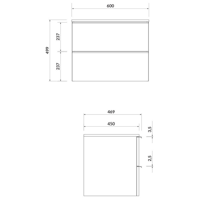 Mobilier suspendat Cersanit, Virgo 60, cu manere cromate, pentru lavoar pe blat, alb [2]