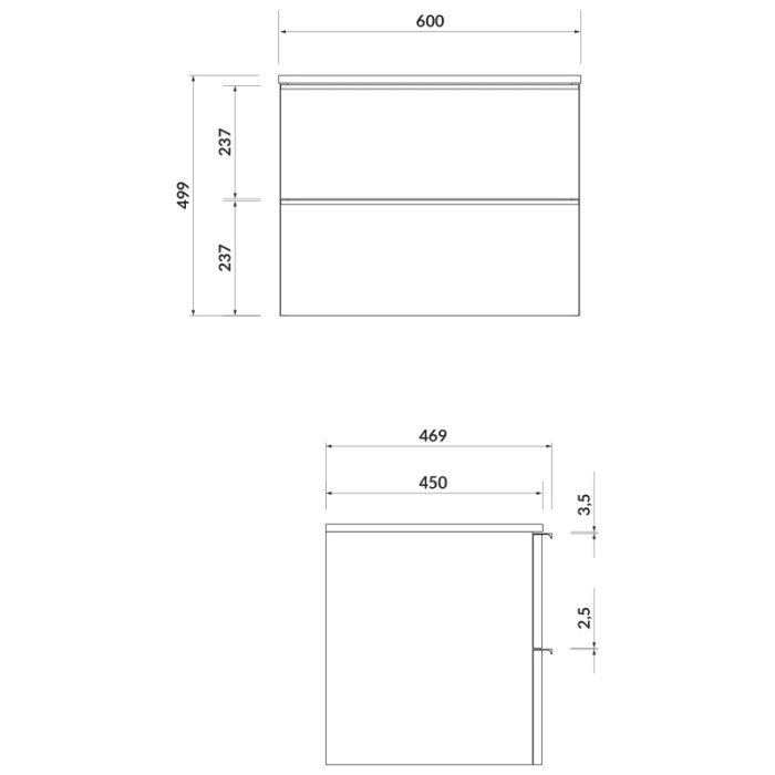 Mobilier suspendat Cersanit, Virgo 60, cu manere cromate, pentru lavoar pe blat, gri stejar [2]