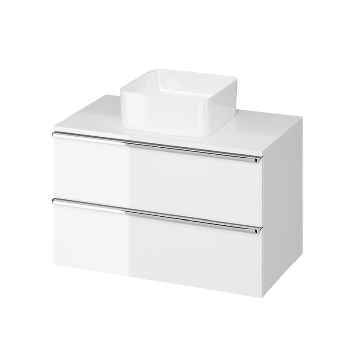 Mobilier suspendat Cersanit, Virgo 80, cu manere cromate, pentru lavoar pe blat, alb [1]