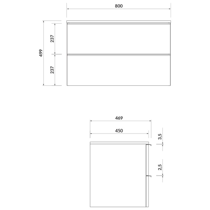Mobilier suspendat Cersanit, Virgo 80, cu manere cromate, pentru lavoar pe blat, alb [2]