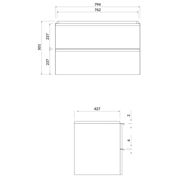 Mobilier suspendat Cersanit, Virgo 80, cu manere negre, pentru lavoar incastrabil, alb [2]