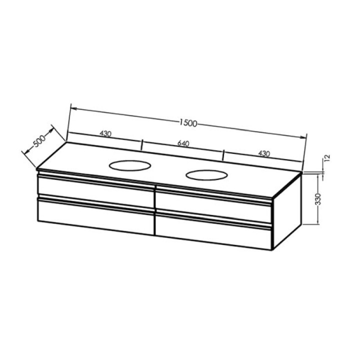 Mobilier suspendat, Kolpasan, Alexis, pentru doua lavoare pe blat 150 cm, Craft Wood [2]