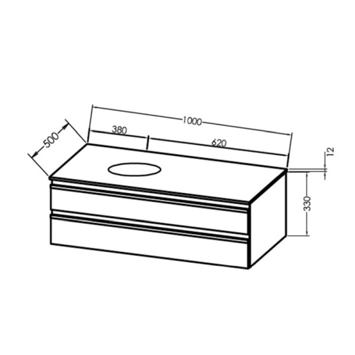 Mobilier suspendat, Kolpasan, Alexis, pentru lavoar pe blat 100 cm, Green [2]