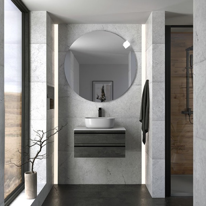 Mobilier suspendat Kolpasan, Alexis, pentru lavoar pe blat, 60 cm, Dark Concrete [1]