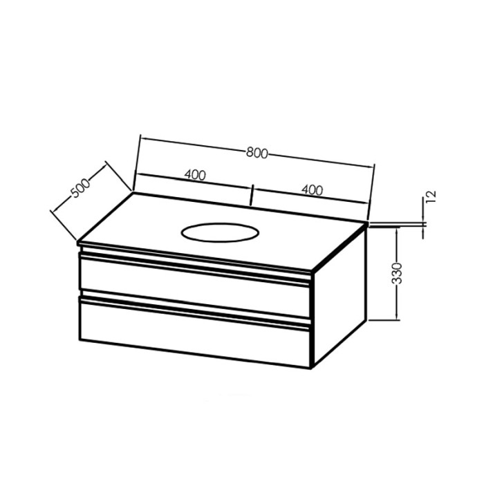 Mobilier suspendat, Kolpasan, Alexis, pentru lavoar pe blat 80 cm, Craft Wood [2]