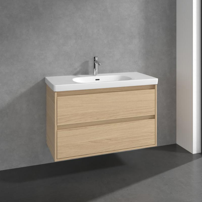 Mobilier suspendat lavoar Villeroy & Boch Skyla 100 cm, 2 sertare Soft Close, Nordic Oak [2]