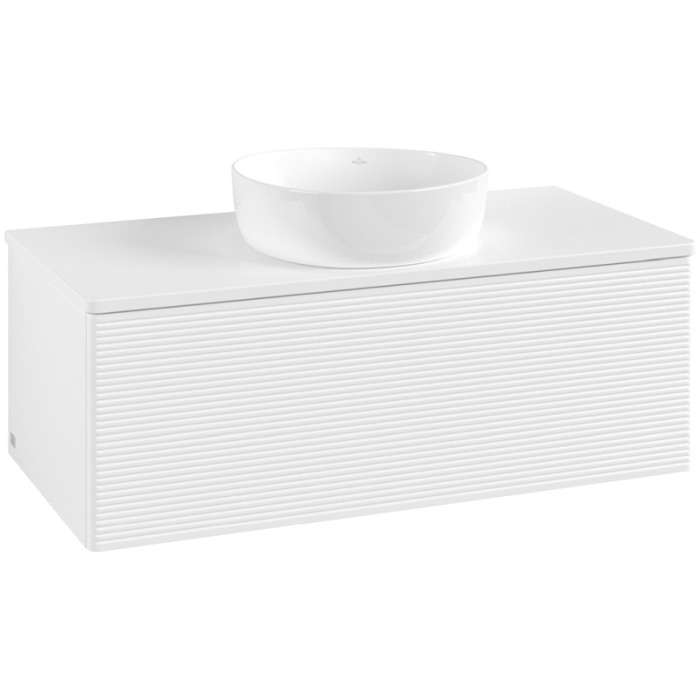 Mobilier suspendat pentru lavoar, Villeroy & Boch, Antao, 100 cm, cu 1 sertar, alb mat [3]