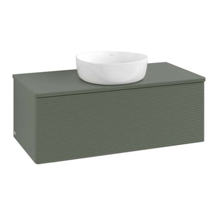 Mobilier suspendat pentru lavoar, Villeroy & Boch, Antao 100, cu 1 sertar, verde, mat [3]