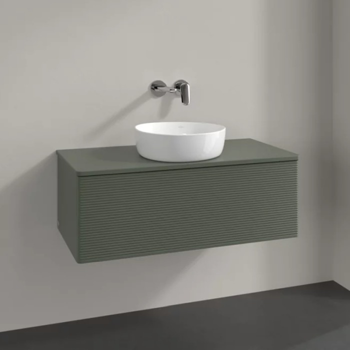 Mobilier suspendat pentru lavoar, Villeroy & Boch, Antao 100, cu 1 sertar, verde, mat [4]