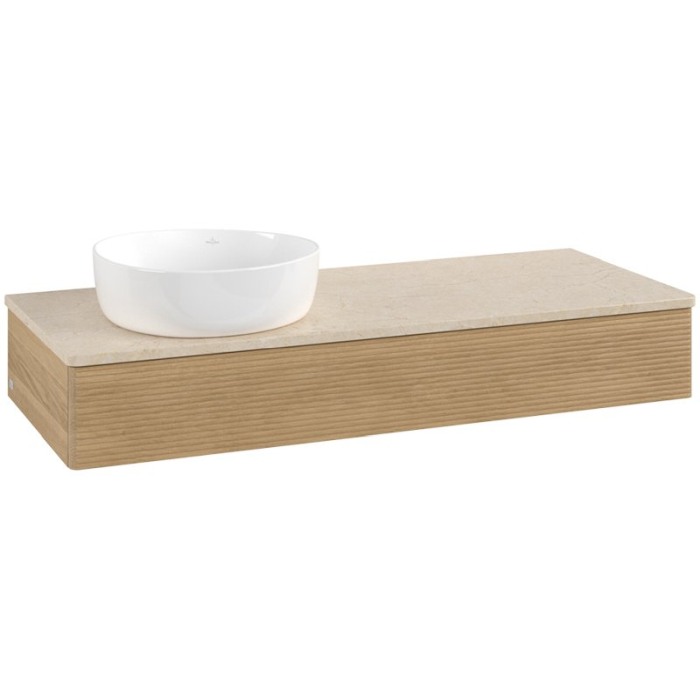 Mobilier suspendat pentru lavoar, Villeroy & Boch, Antao, 120 cm, cu un sertar, crem/stejar [3]