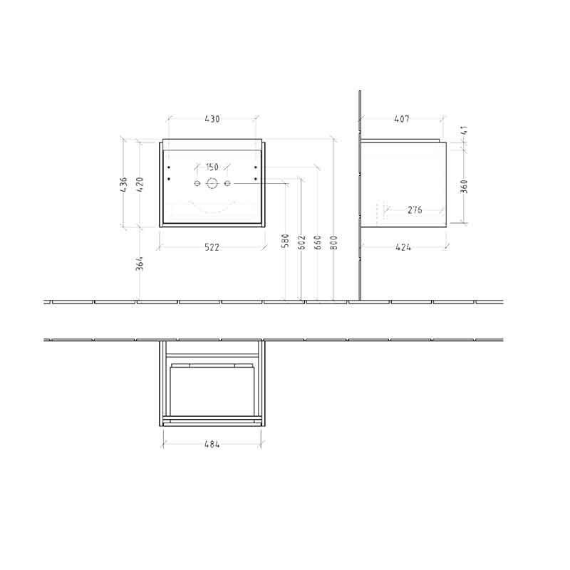 Mobilier suspendat pentru lavoar Villeroy&Boch Skyla, 1 sertar Soft Close, 55 cm, nordic oak [7]