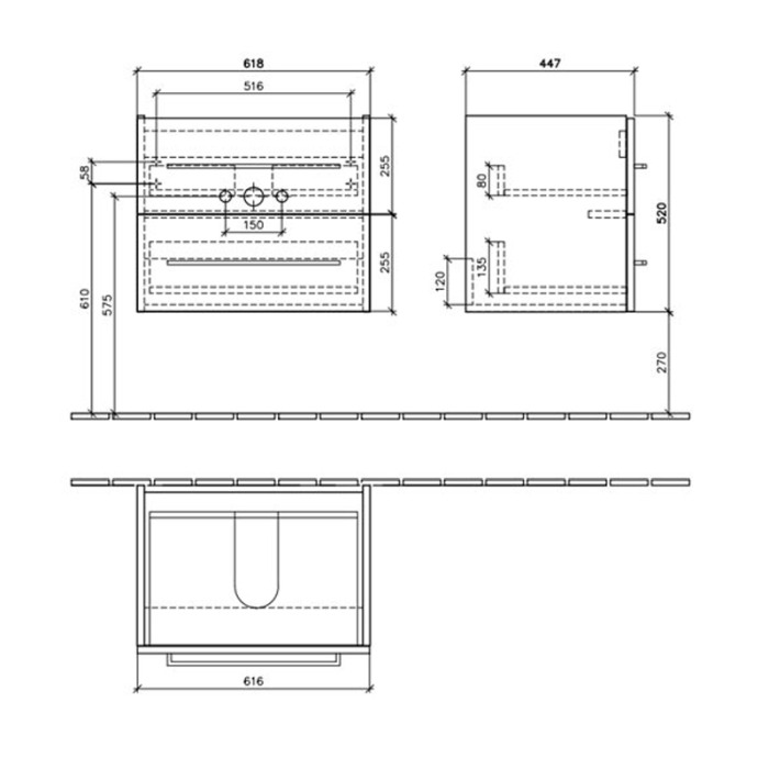 Mobilier Villeroy & Boch, Avento, suspendat, 2 sertare, 63 cm, crystal white [2]