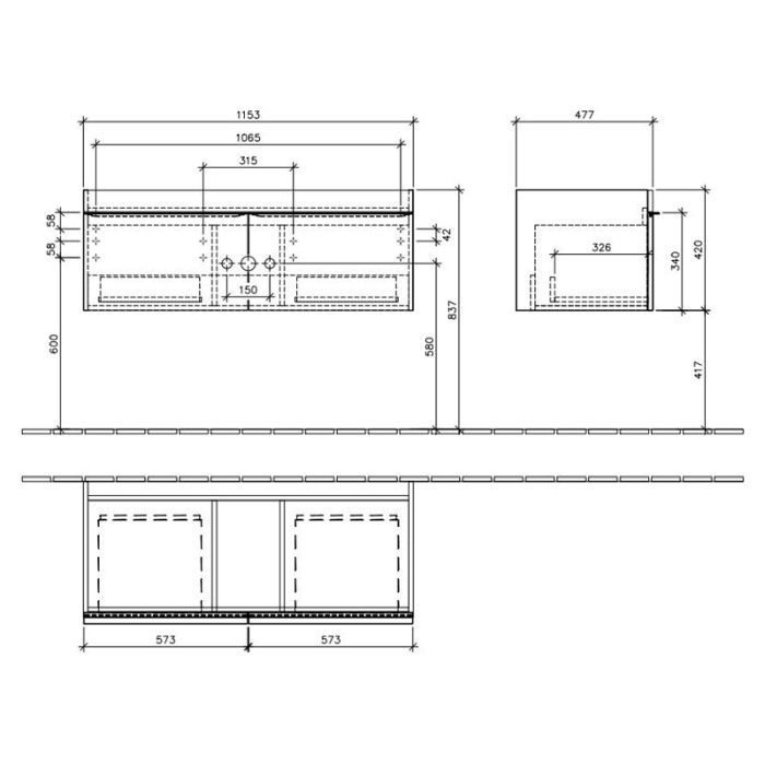 Mobilier Villeroy & Boch, Venticello, 115 cm , alb lucios [2]