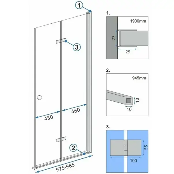 Modul cabina de dus Rea Fold N2 100x190 cm crom [2]