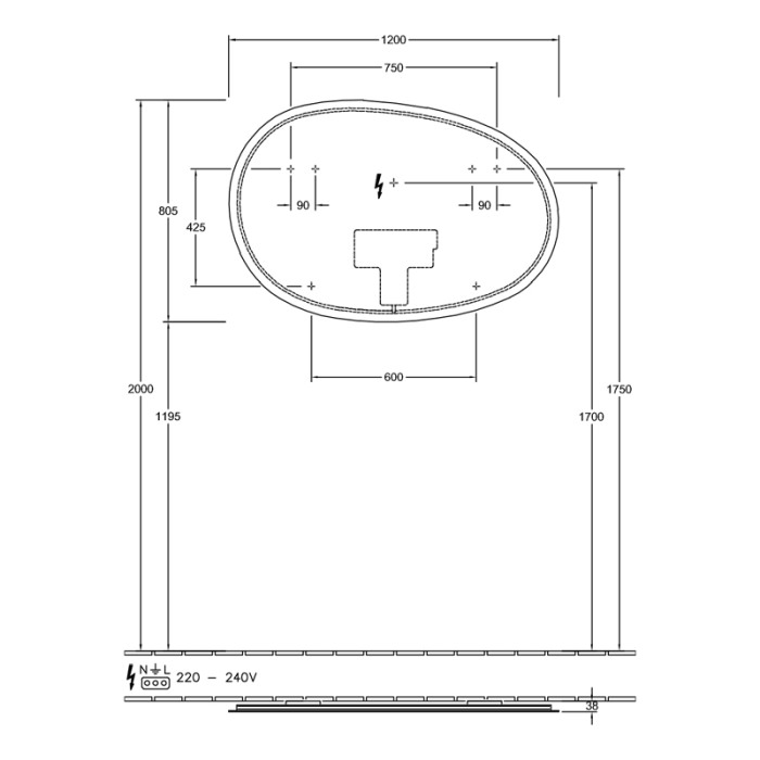 Oglinda asimetrica, Villeroy & Boch, Antao, cu iluminare LED [2]