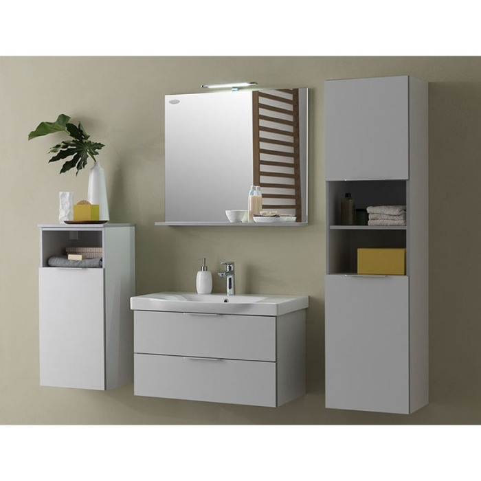Oglinda cu polita, Kolpasan, pentru mobilier Lana, 65 cm, gri-deschis [5]