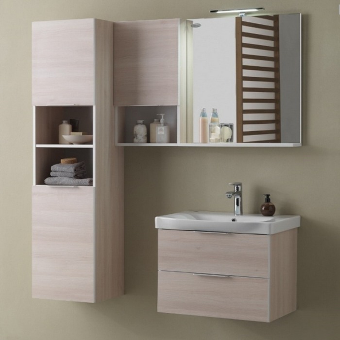 Oglinda cu polita Kolpasan, pentru mobilier Lana, 80 cm, lemn deschis [5]