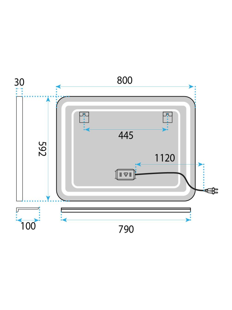 Oglindă de perete LED cu raft 80x60 cm L-8060 [7]
