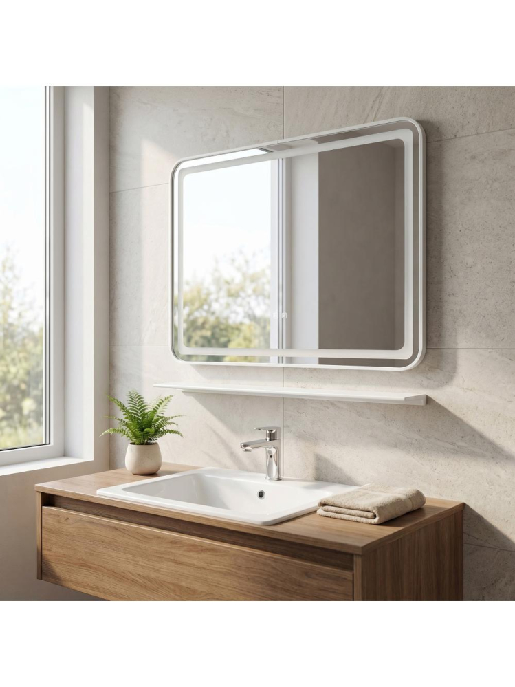 Oglindă de perete LED cu raft 80x60 cm L-8060 [2]
