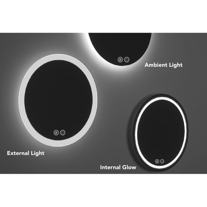 Oglinda Fluminia, Black-Boy-60, rotunda, iluminare LED si rama neagra [3]
