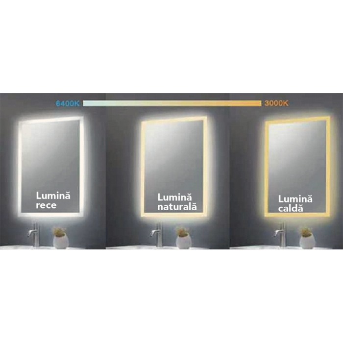 Oglinda Fluminia, Black-Boy-60, rotunda, iluminare LED si rama neagra [4]