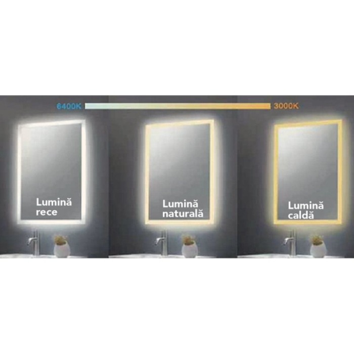 Oglinda Fluminia, Calatrava-80, rotunda, cu iluminare LED, 3 culori [4]