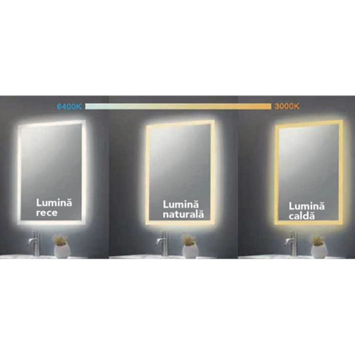 Oglinda Fluminia, Dali-Gold, ovala, cu iluminare LED si rama aurie [4]