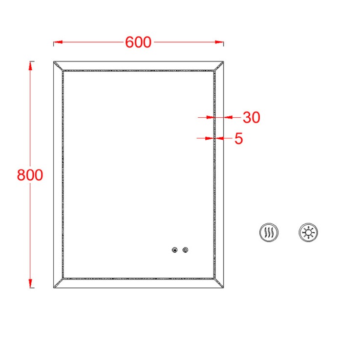 Oglindă Fluminia, Palladio 60, dreptunghiulară 60 x 80 cm, cu LED Ambiental Light, 3 culori, dezaburire [2]