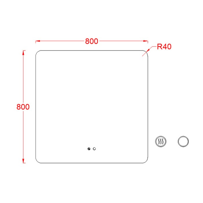 Oglindă Fluminia, Verona-80, pătrată, 80 x 80 cm, cu LED Ambiental Light, 3 culori, dezaburire [2]