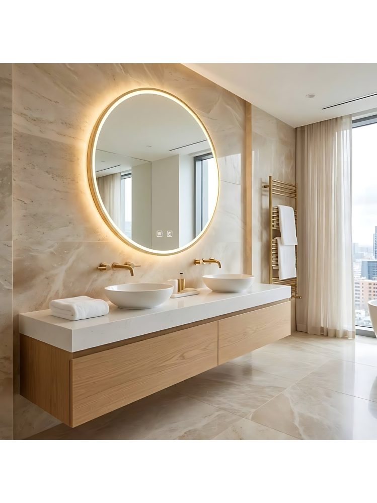 Oglindă LED 100cm MMJ auriu periat [2]