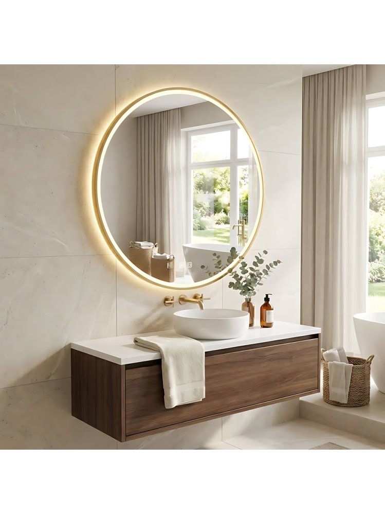 Oglindă LED 100cm MMJ auriu periat [3]