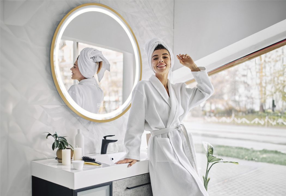 Oglindă LED 60cm MMJ auriu periat [7]