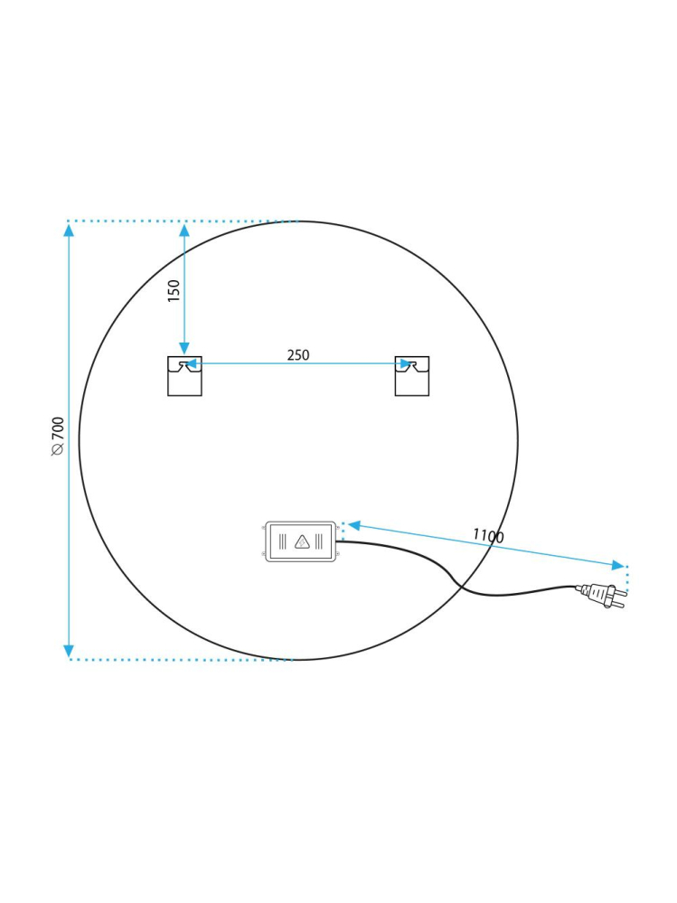 Oglindă LED 70cm MMJ cupru periat [10]