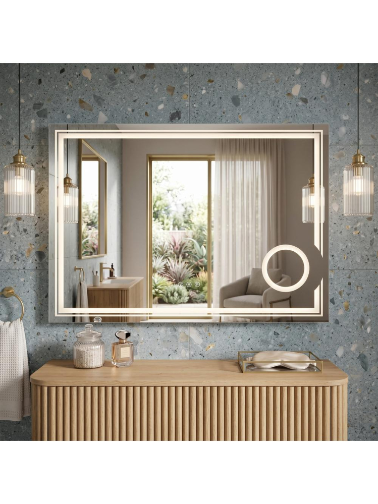 Oglinda LED Rea Haven 80x60cm fara rama panou tactil anti-aburire 12W [2]