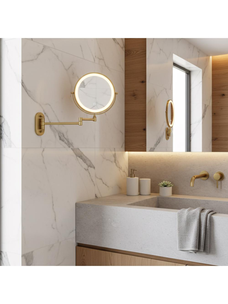 Oglindă LED Glow auriu periat [8]